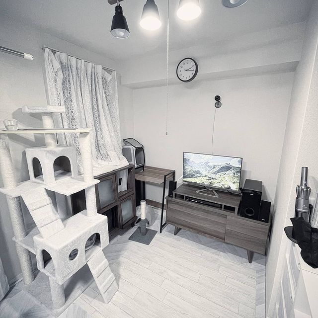 賃貸DIY 猫とインテリアを楽しむ ラグリエの床材.猫 リビング DIY クッションフロア 木目柄でおしゃれに