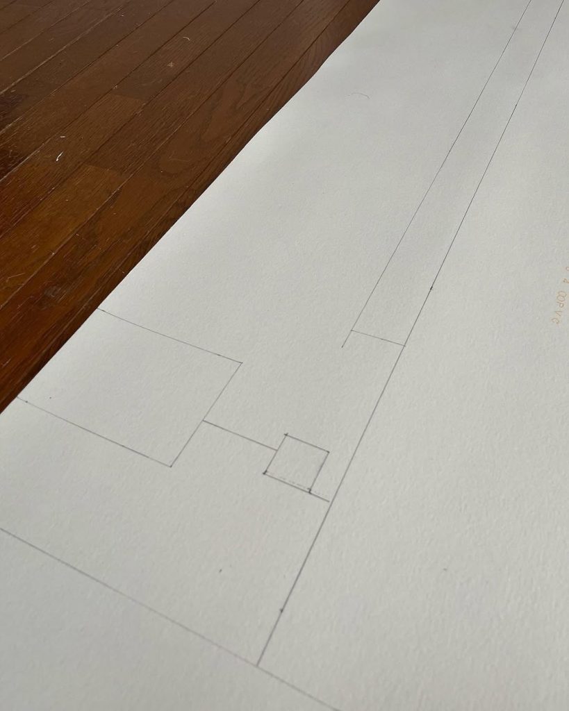 踏板の型紙を作成してクッションフロアを裁断する手順｜複雑形状に対応するカットテクニック（作業途中）