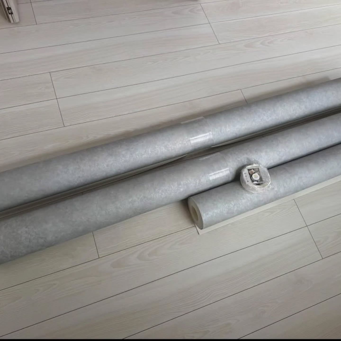 リビングでくつろぐ愛犬らてちゃん。ペットマット〈モルタル〉がインテリアに自然に馴染んでいる。