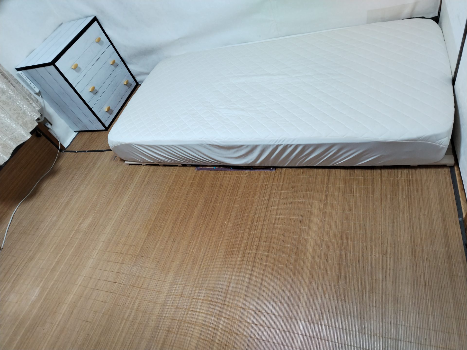 木目グレージュのフロアマットを敷く前の畳の部屋。猫との暮らしでお手入れしやすい床に変える前の状態。
