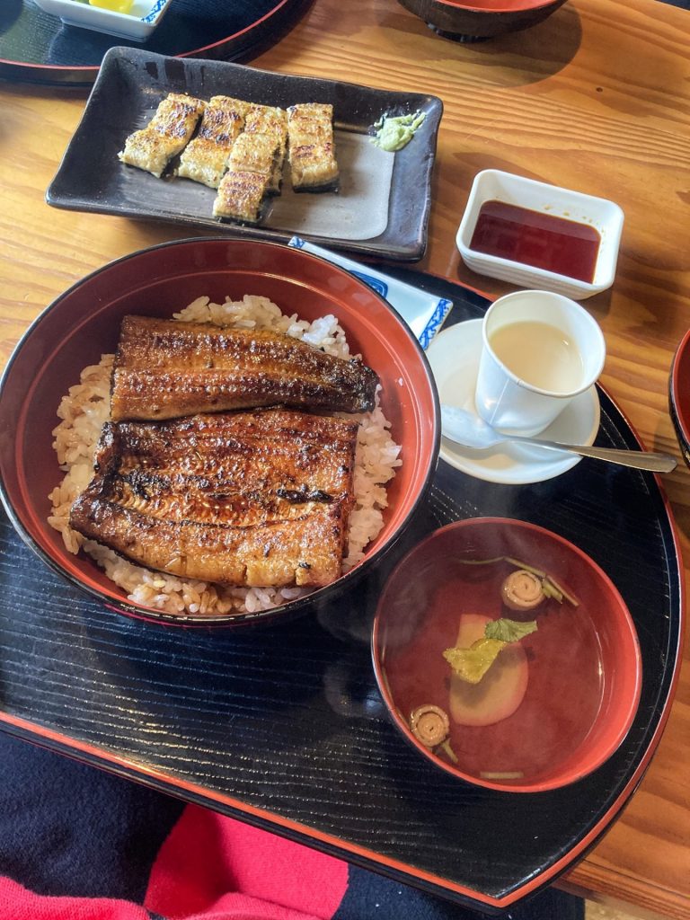 豊橋・水上ビル周辺で味わった、うな丼と白焼きの食事風景